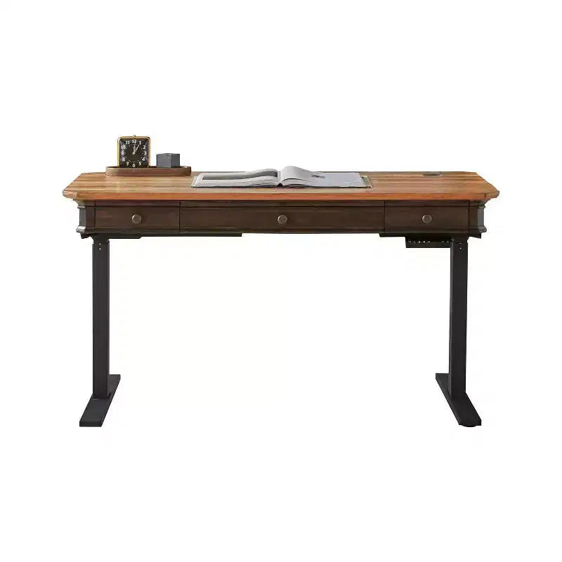 Bureau réglable électrique avec tiroir de rangement, marron