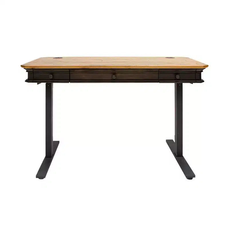 Bureau réglable électrique avec tiroir de rangement, marron