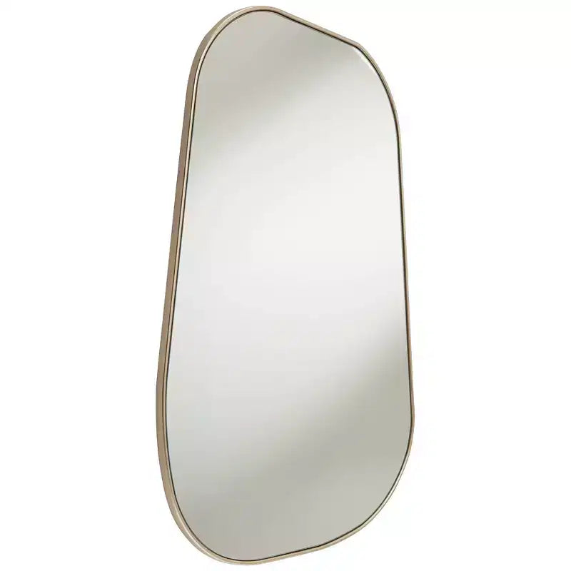 Miroir mural de courtoisie rectangulaire, cadre doré champagne à coins incurvés, 26 po de largeur