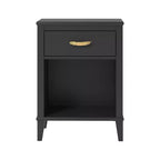 Max & Finn Monarch Hill Hawken Nightstand with Gold Feather Drawer Pull, Black