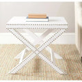 Table d'appoint avec base en X en métal, argent et verre transparent