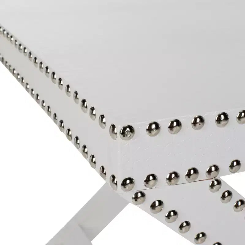 Table d'appoint avec base en X en métal, argent et verre transparent