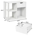 Table d'appoint à 3 niveaux avec étagère de rangement et tiroir, table de chevet peu encombrante, blanc