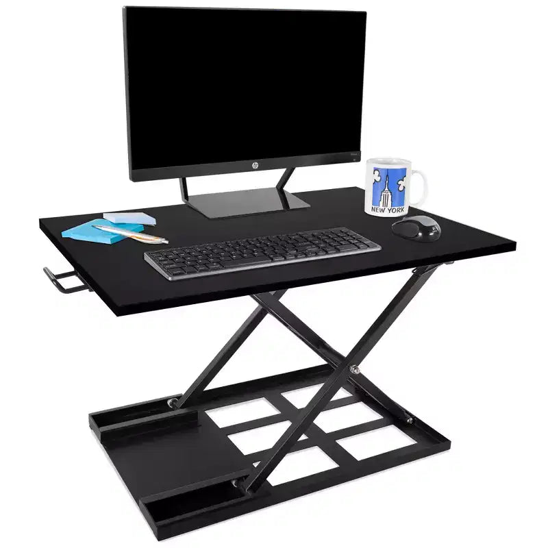 Convertisseur de bureau debout pneumatique réglable en hauteur de 28", noir