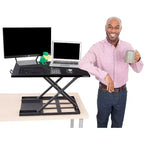 Convertisseur de bureau debout pneumatique réglable en hauteur de 28", noir