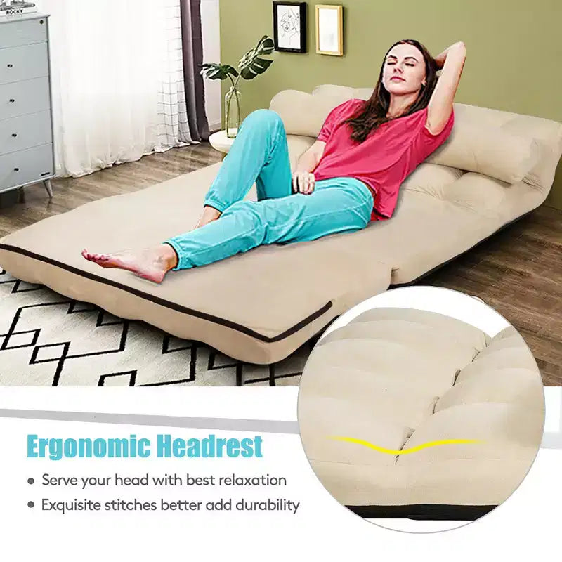 Canapé-lit pliable, réglable sur 6 positions avec 2 oreillers