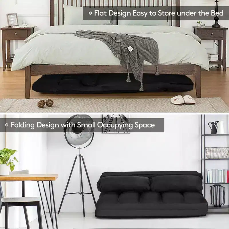 Canapé-lit pliable, réglable sur 6 positions avec 2 oreillers