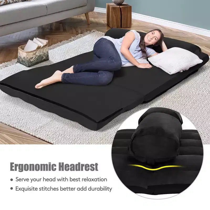 Canapé-lit pliable, réglable sur 6 positions avec 2 oreillers