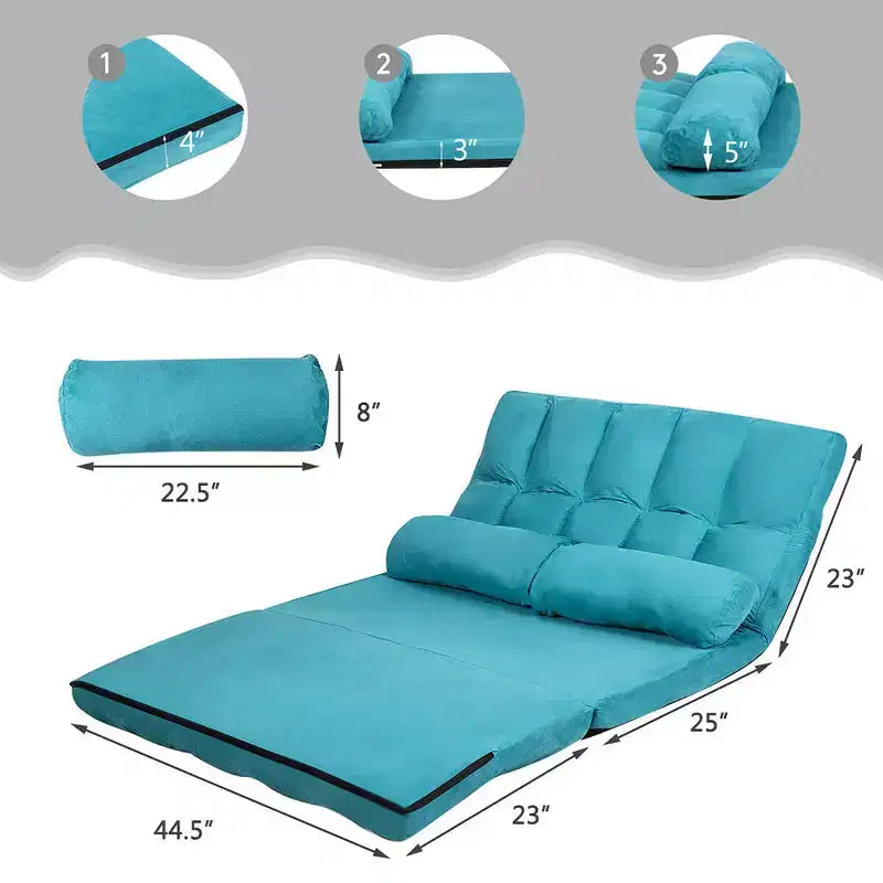 Canapé-lit pliable, réglable sur 6 positions avec 2 oreillers