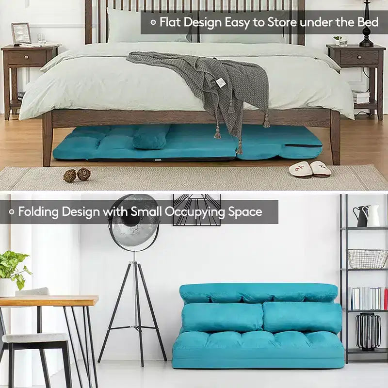 Canapé-lit pliable, réglable sur 6 positions avec 2 oreillers