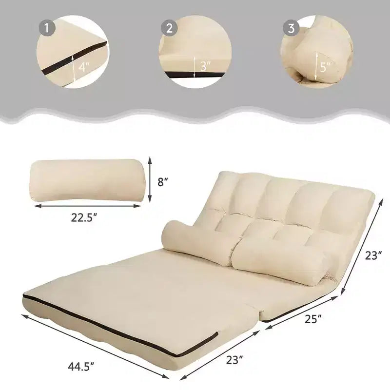 Canapé-lit pliable, réglable sur 6 positions avec 2 oreillers