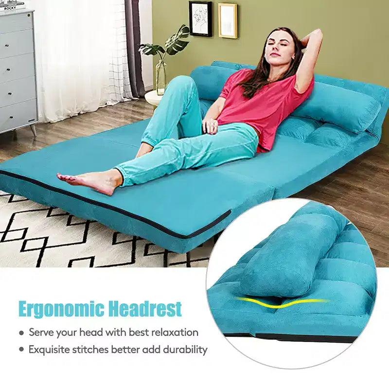 Canapé-lit pliable, réglable sur 6 positions avec 2 oreillers