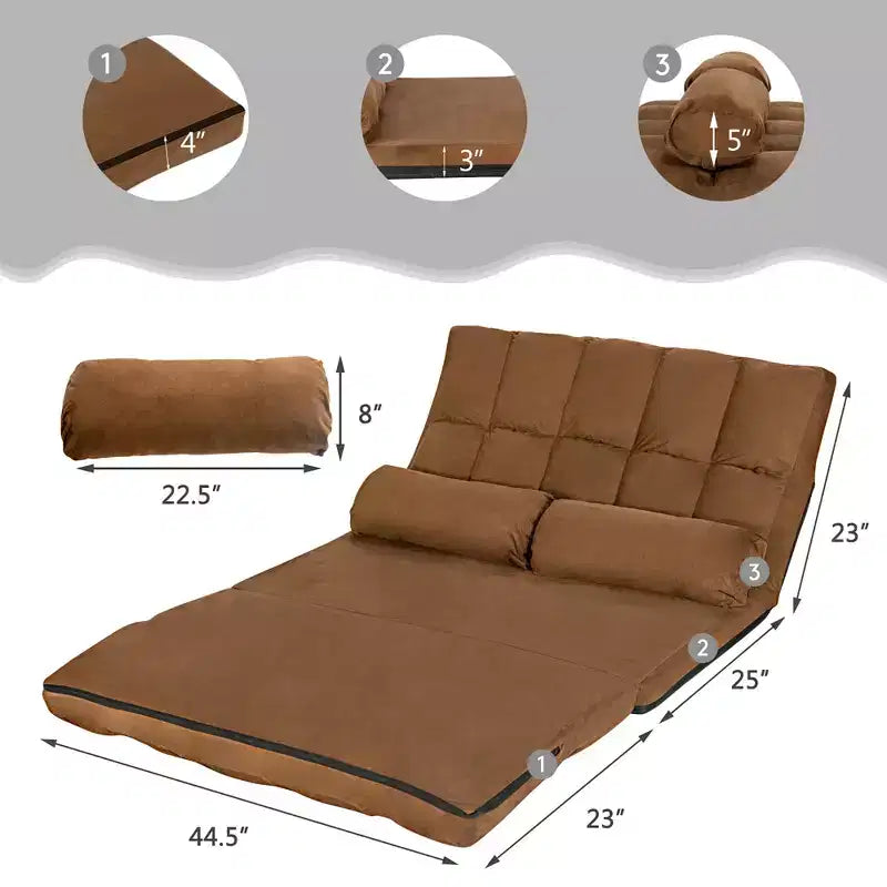 Canapé-lit pliable, réglable sur 6 positions avec 2 oreillers