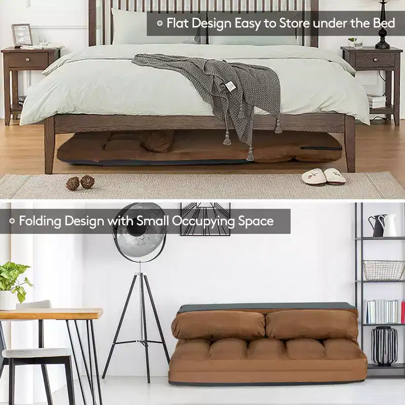 Canapé-lit pliable, réglable sur 6 positions avec 2 oreillers