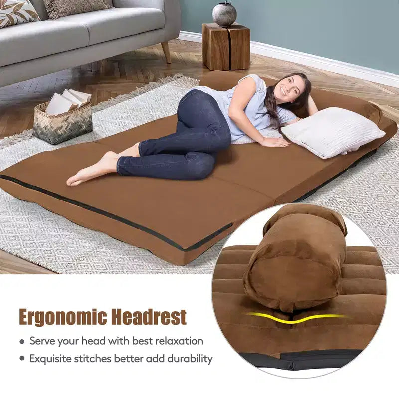 Canapé-lit pliable, réglable sur 6 positions avec 2 oreillers