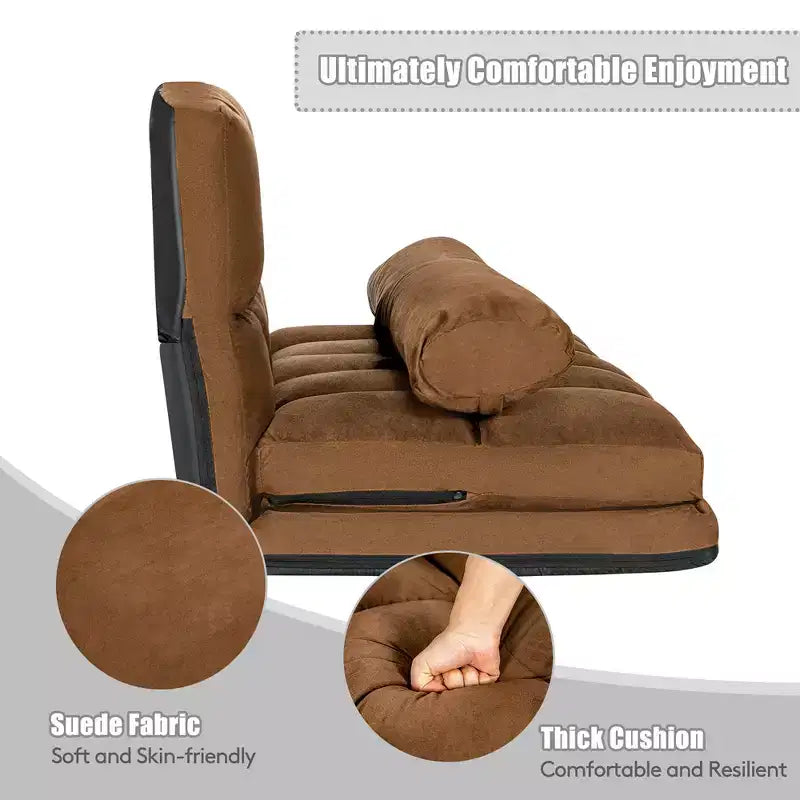 Canapé-lit pliable, réglable sur 6 positions avec 2 oreillers
