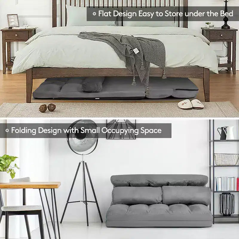 Canapé-lit pliable, réglable sur 6 positions avec 2 oreillers