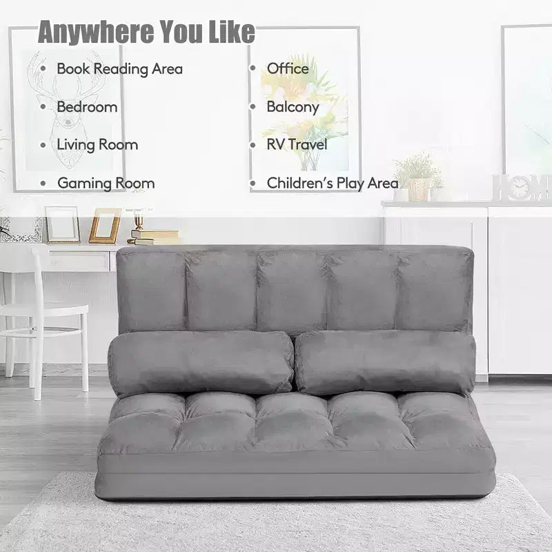Canapé-lit pliable, réglable sur 6 positions avec 2 oreillers