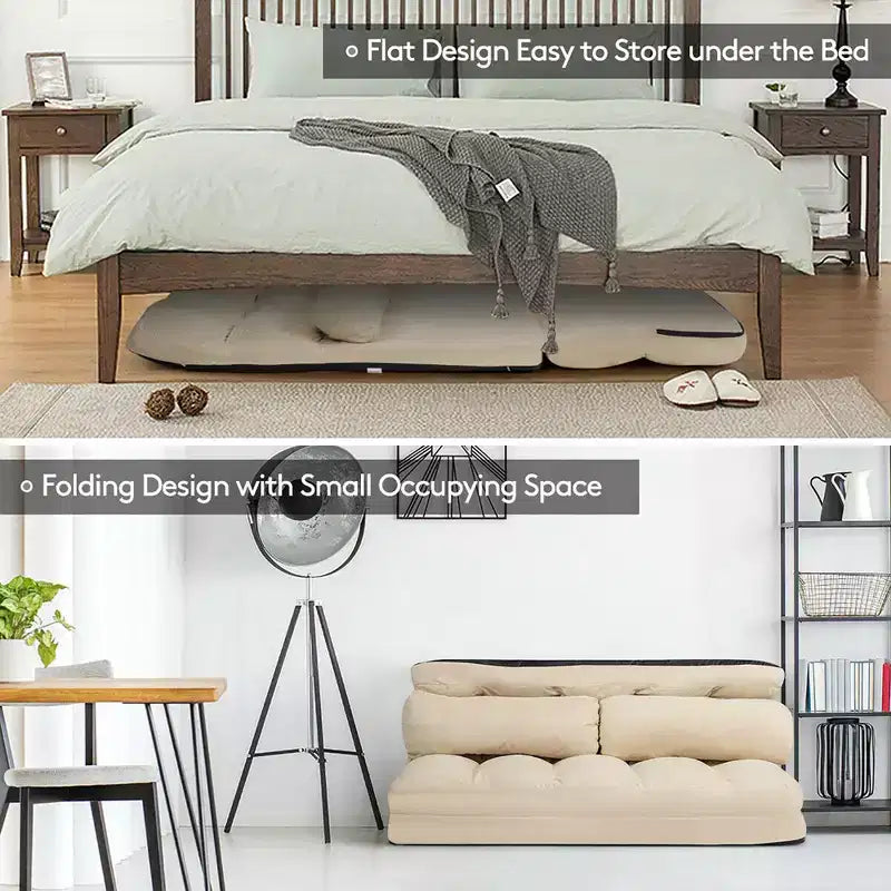 Canapé-lit pliable, réglable sur 6 positions avec 2 oreillers