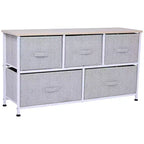 HOMCOM 40 L 5 Drawer Horizontal Storage Cube Dresser Unit Bedroom Organizer Livingroom Shelf Tower with Fabric Bins