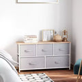 Commode de rangement horizontale 5 tiroirs 40L avec bacs en tissu, organisateur de chambre
