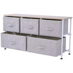 Commode de rangement horizontale 5 tiroirs 40L avec bacs en tissu, organisateur de chambre