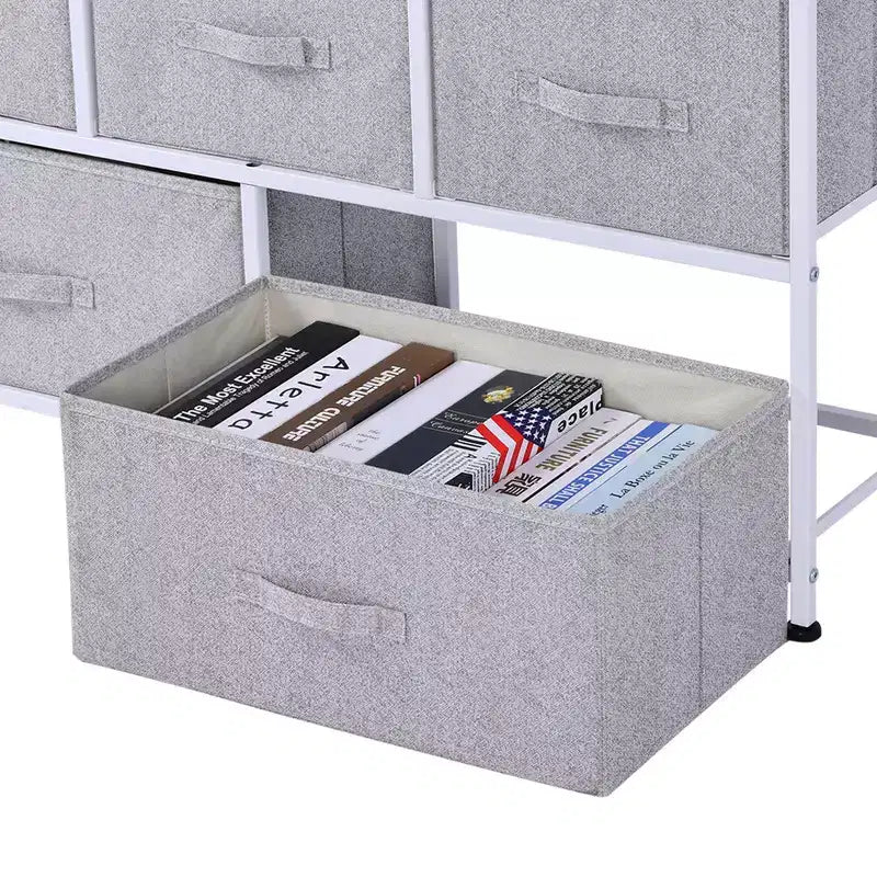 Commode de rangement horizontale 5 tiroirs 40L avec bacs en tissu, organisateur de chambre