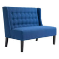 HOMCOM Wingback Double Sofa Linen Fabric Upholstery Button Tufted Loveseat Armless Couch Modern Contemporary Living Room Settee with Wood Legs