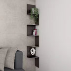 Hastings Home 5-Tier Floating Corner Shelf, Wall Shelves with Hidden Brackets to Display Dcor, Books, Photos, More, Matte Espresso Brown