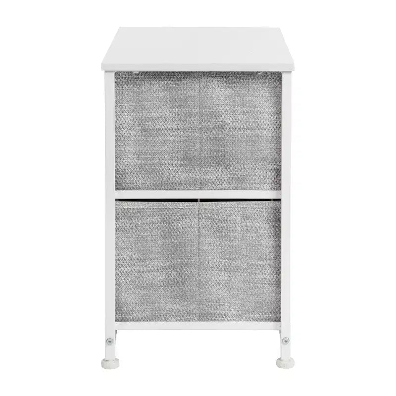 Table de chevet à 2 tiroirs avec plateau en bois, cadre en fonte et tiroirs en tissu faciles à tirer