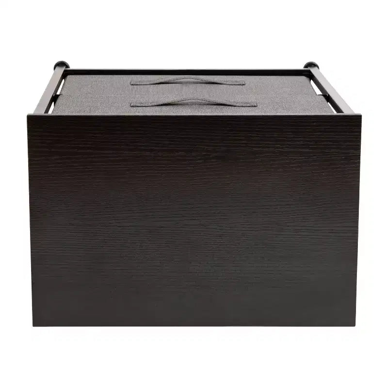 Table de chevet à 2 tiroirs avec plateau en bois, cadre en fonte et tiroirs en tissu faciles à tirer